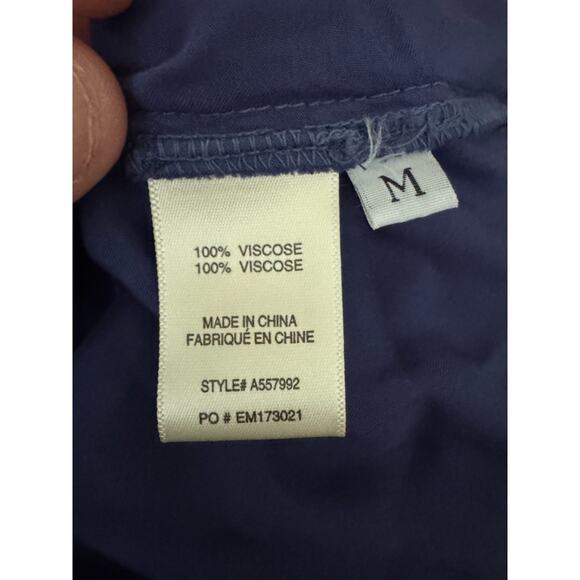 Side Stitch Button Down Top with Ruffle Neck Saphhire Stone Medium NWOT - Picture 13 of 14